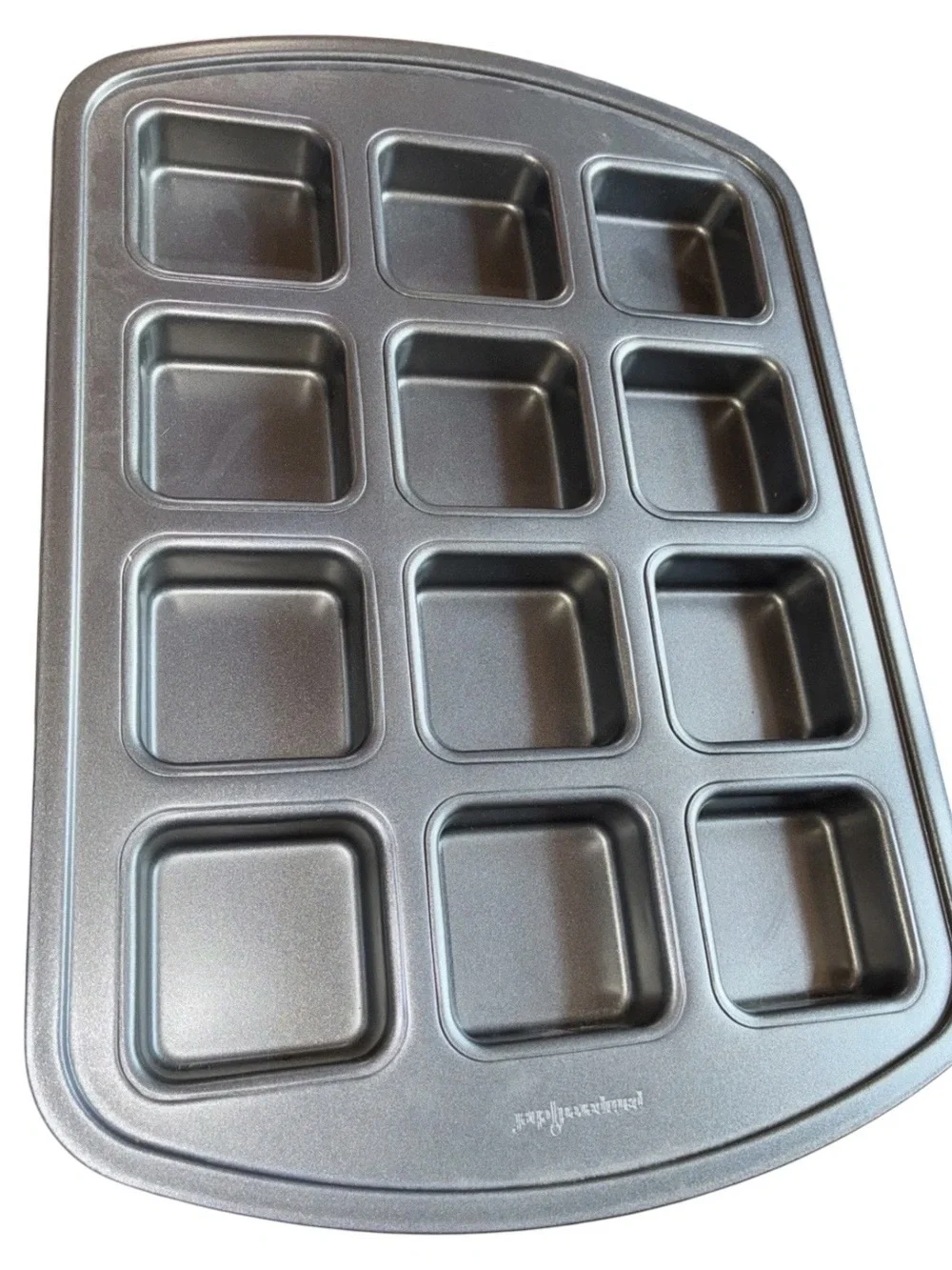 Pampered Chef Non-Stick 12-Well Brownie Pan Gray Metal Rectangle MPN 1544